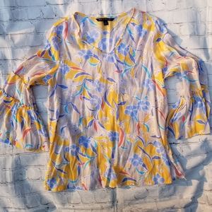 Zac & Rachel M yellow floral office top spring